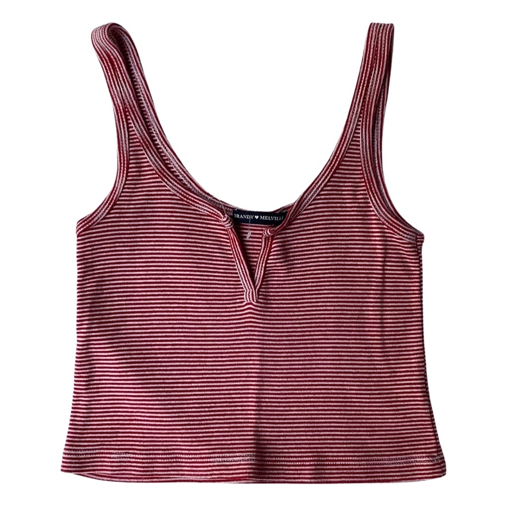 Brandy Melville Red White Striped Cropped Tank Top Y2K Casual Vest